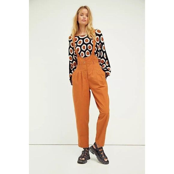 NEW FREE PEOPLE Sz XS JAMILA OVERALLS ONE PIECE SUSPENDER JUMPSUIT - Picture 1 of 4